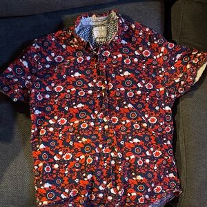 Men’s denim and flower floral button up